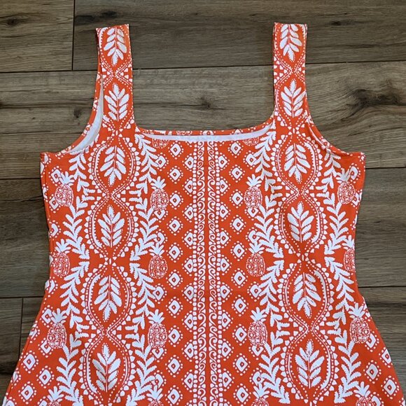 Lilly Pulitzer Larsa Swim Coverup Dress SZ Large Flamingo Harbour Orange Stretch - Picture 11 of 11